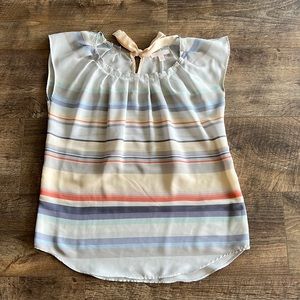 Women’s Striped LC Lauren Conrad Kohl’s Blouse with Tie Neck, Size XS